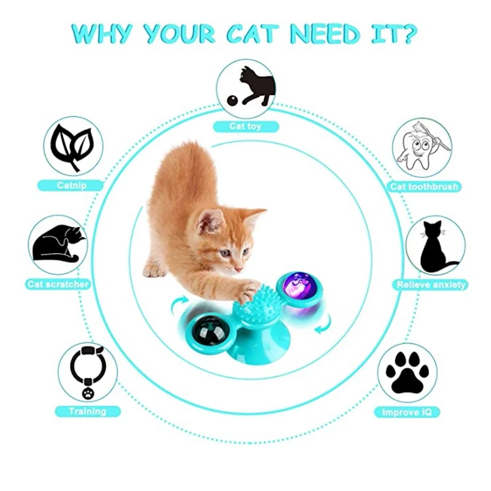 Cat Windmill Spinning‎ Toy, Interactive Cat Toy Cat Pet Grooming